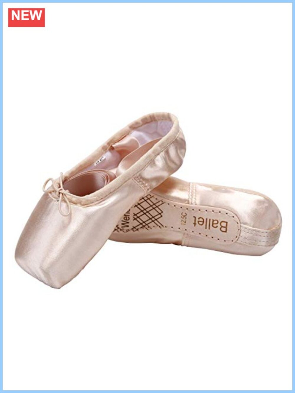 Satin Ballet Pointe Dance Shoe Flats with Ribbons Toe Pads
